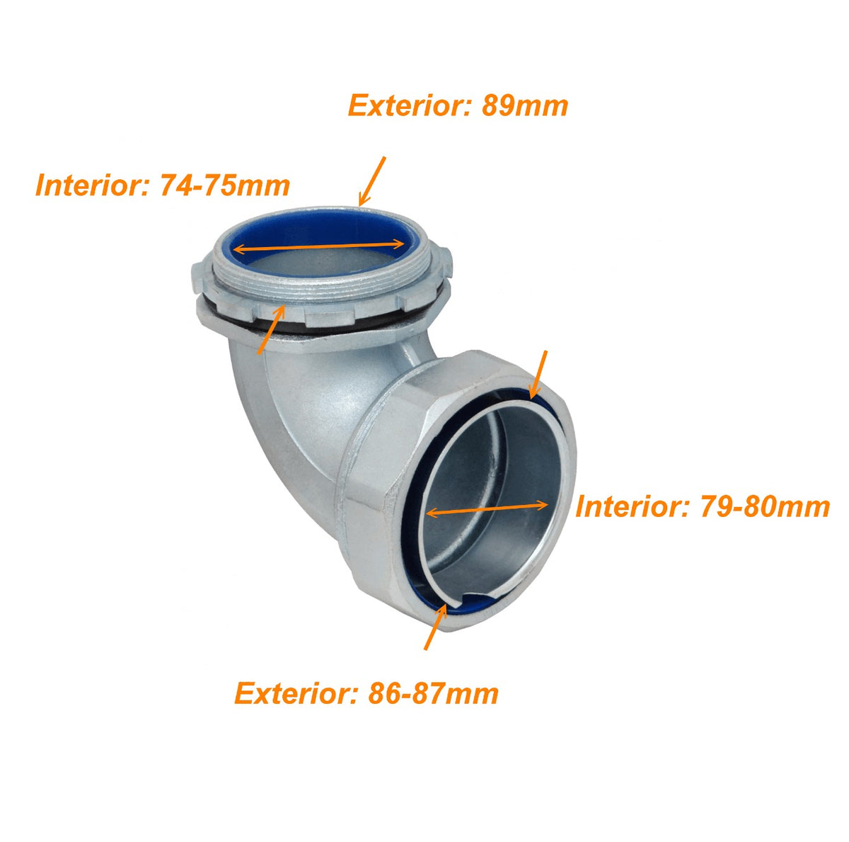 M90-SAC Metalico 90mm Codo Prensa Estopa para Flexible Aislacion IP65
