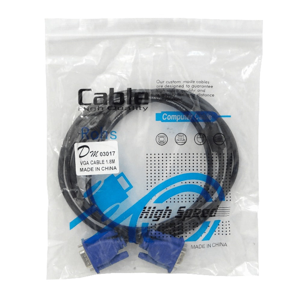 VGA-2MM 1,8 metros HDB15 Macho-Macho DB15-M VGA-M Cable de Video Negro Apantallado 180cm