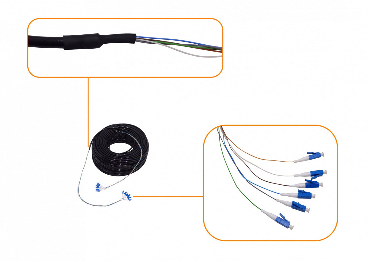 FC-SM-300. UI 91m 300ft Cable puente de exterior 6 fibras/LC-LC monomodo 5,8mm JFSLL91 UBIQUITI