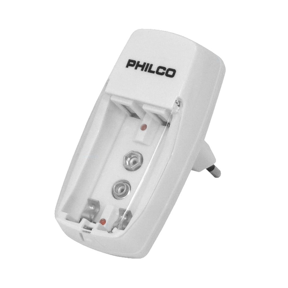 CARGADOR-9V PHILCO Cargador para 1 Batería 9V (20mA) o 2 Pilas AA/AAA (130mA) Pilas No Incluidas