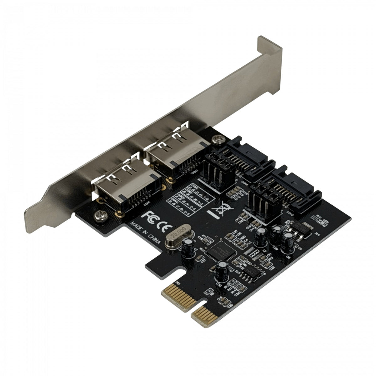 PCIE-SATA Tarjeta PCIe-x1 2-SATA3.0 2-eSATA3.0 PCIExpress ASM1061 asmedia