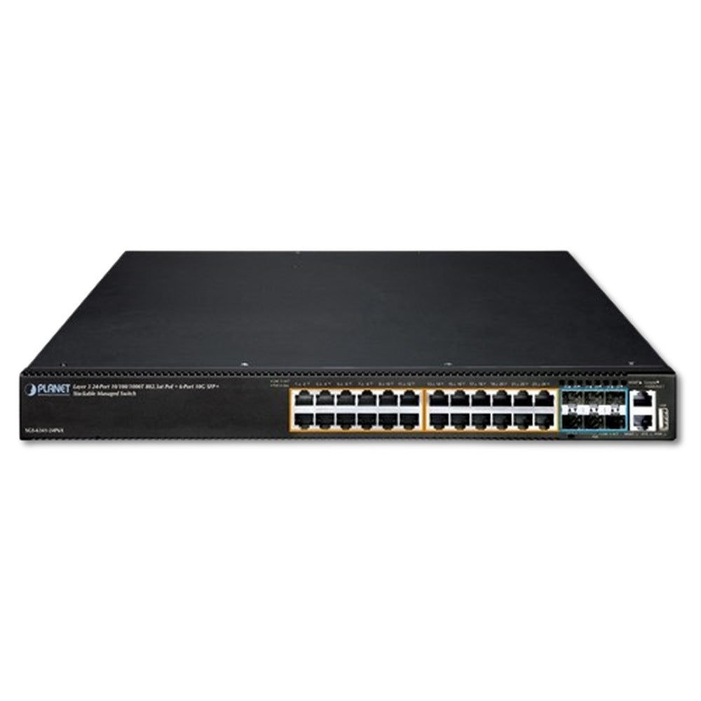 Switch Administrable Layer 3 PLANET SGS-6341-24P6X, 24 Puertos Gigabit PoE+ y 6 Puertos 10G SFP+