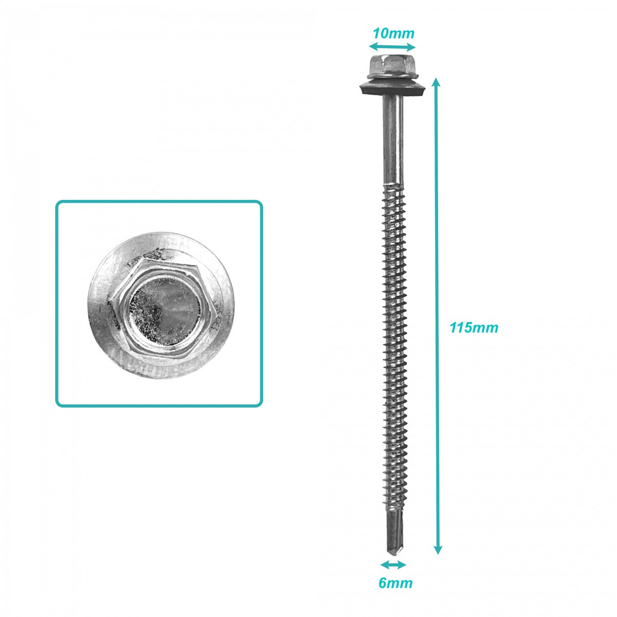 YUZ9-36 Hexagonal-10mm 100u 14x4 1/2 Largo-115mm Torn Autoperforante 641544001