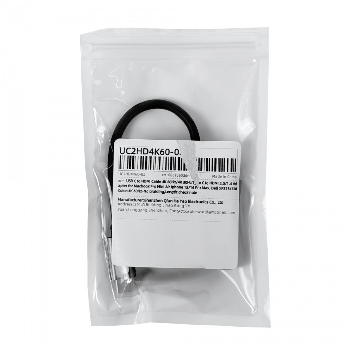 USBC-HDMI-4K Cable Adaptador de 13cm de USB-C Macho a HDMI Hembra, Resolución UHD 4K 3840x2160 a 60Hz