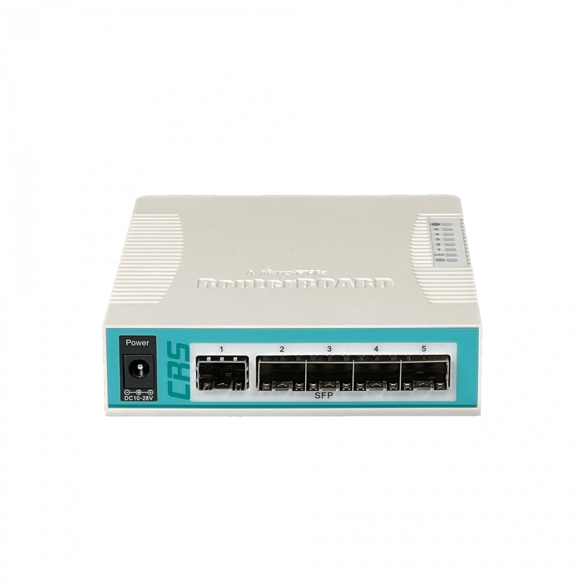 CRS106-1C-5S Switch de fibra administrable MIKROTIK con licencia L5, 5 puertos SFP, 1 puerto combo SFP con PoE, puerto de consola, incluye fuente de 24 V
