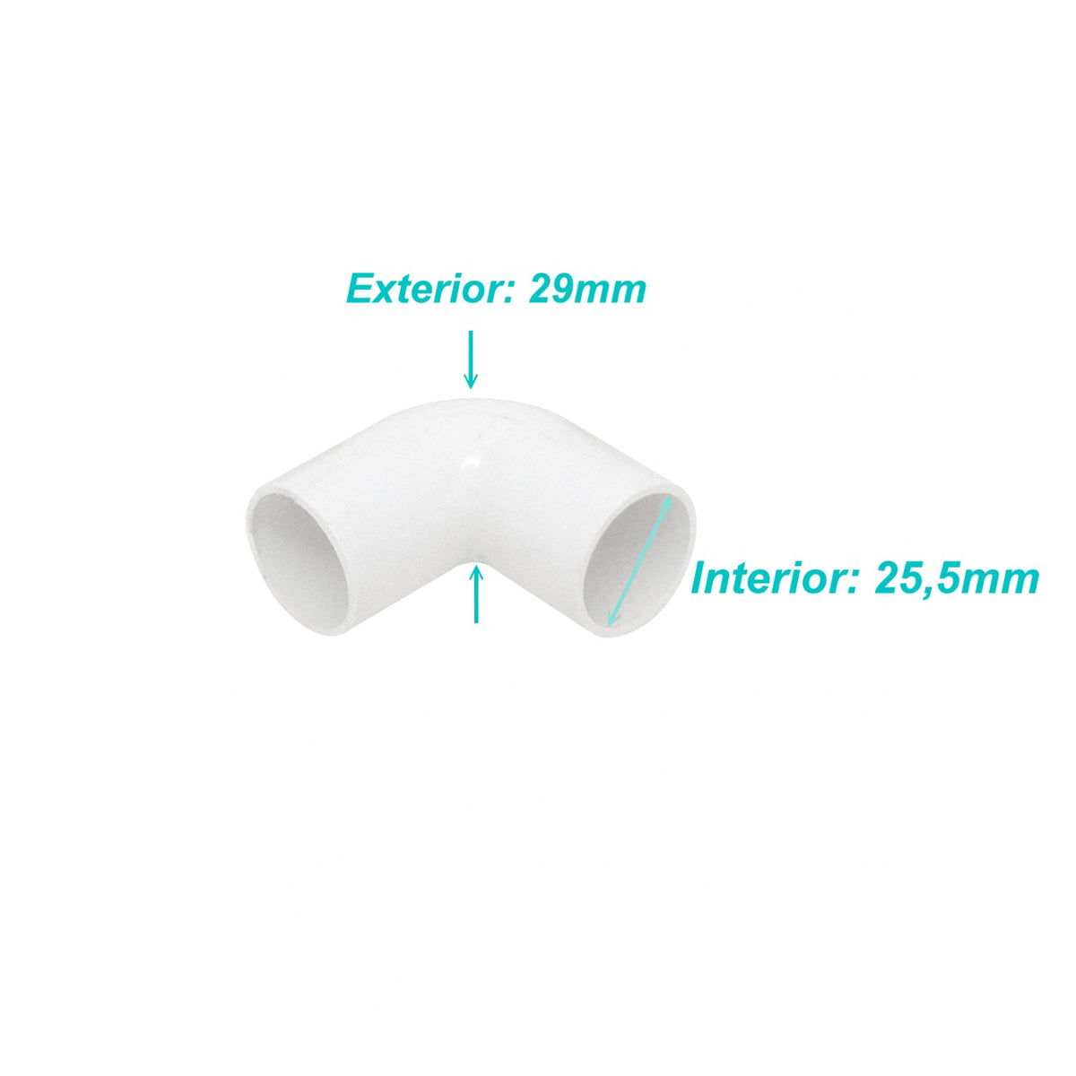 PVC25-CK LINKCHIP 25mm Curva Pequeña para Conducto PVC Blanco