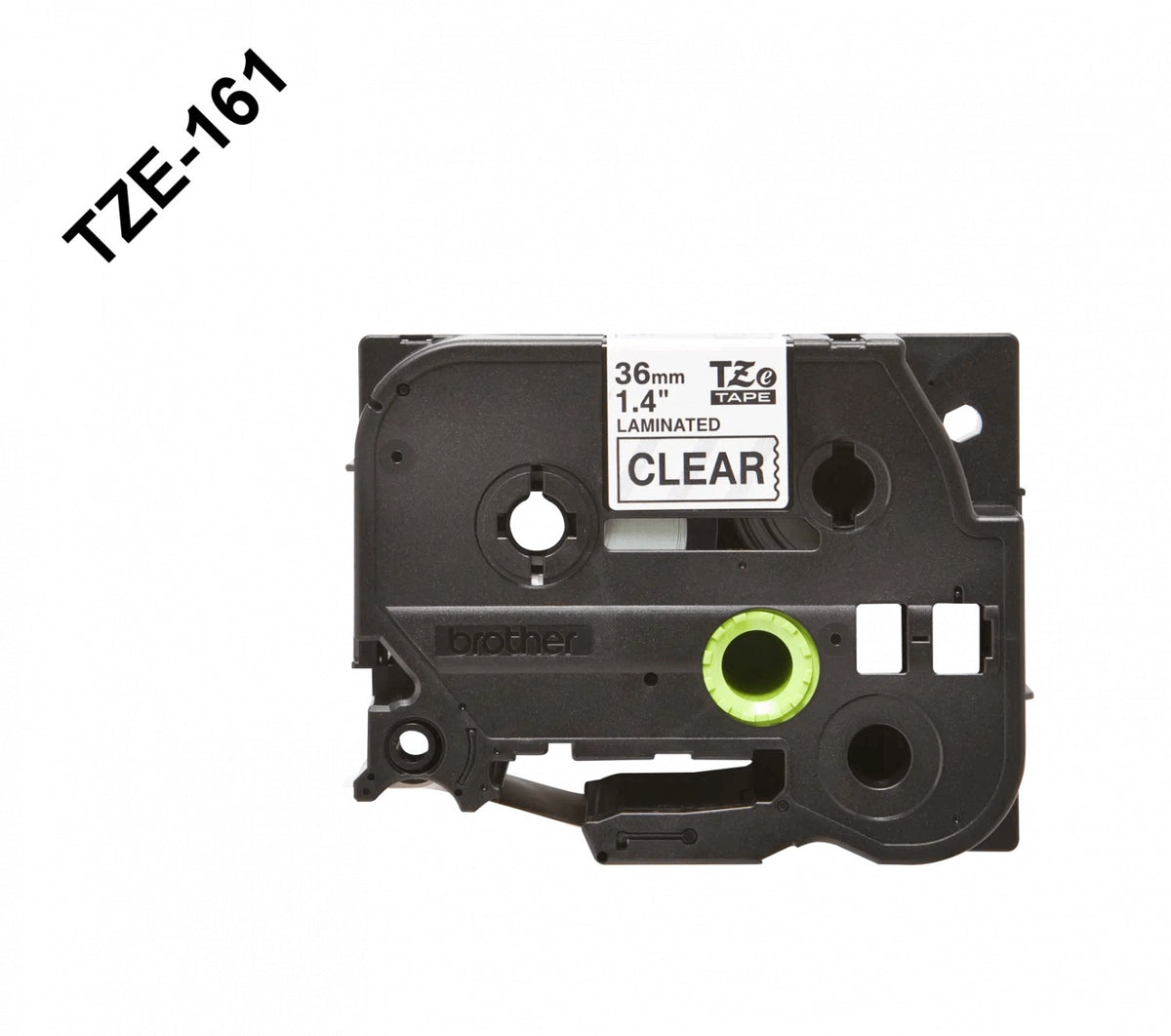 TZE-161 BROTHER 36mm Negro sobre Base Cristal Cinta 8mt para PT-P900W PT9700PC