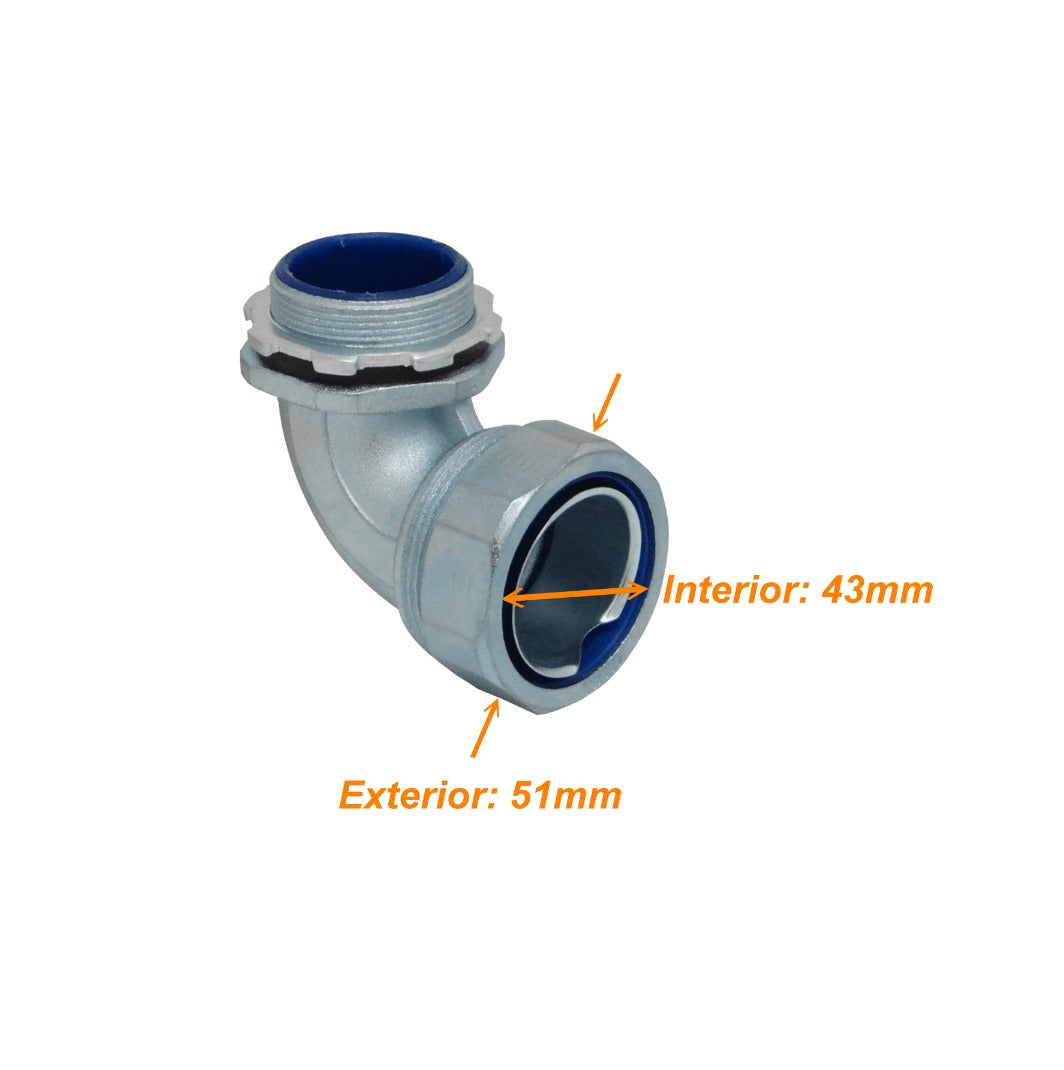 M40-SAC Metálico 40mm Conector Curvo Prensacables para Conduit Aislante IP65
