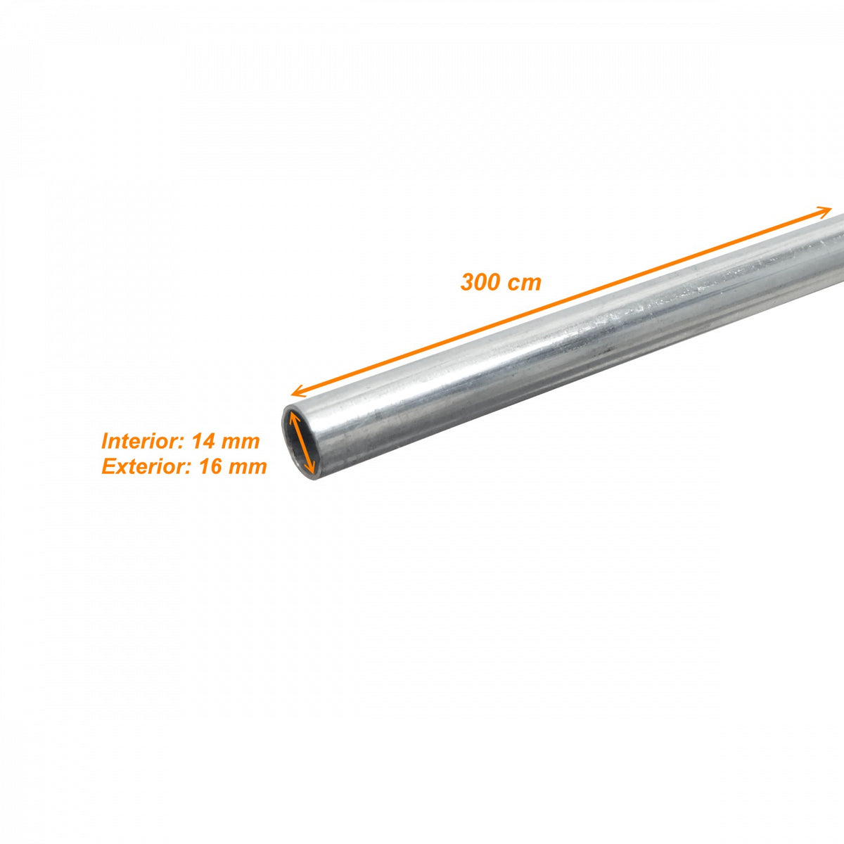 EMT16-0 Tubería metálica rígida galvanizada de 3 metros, diámetro exterior 16mm, espesor de pared 1,0mm