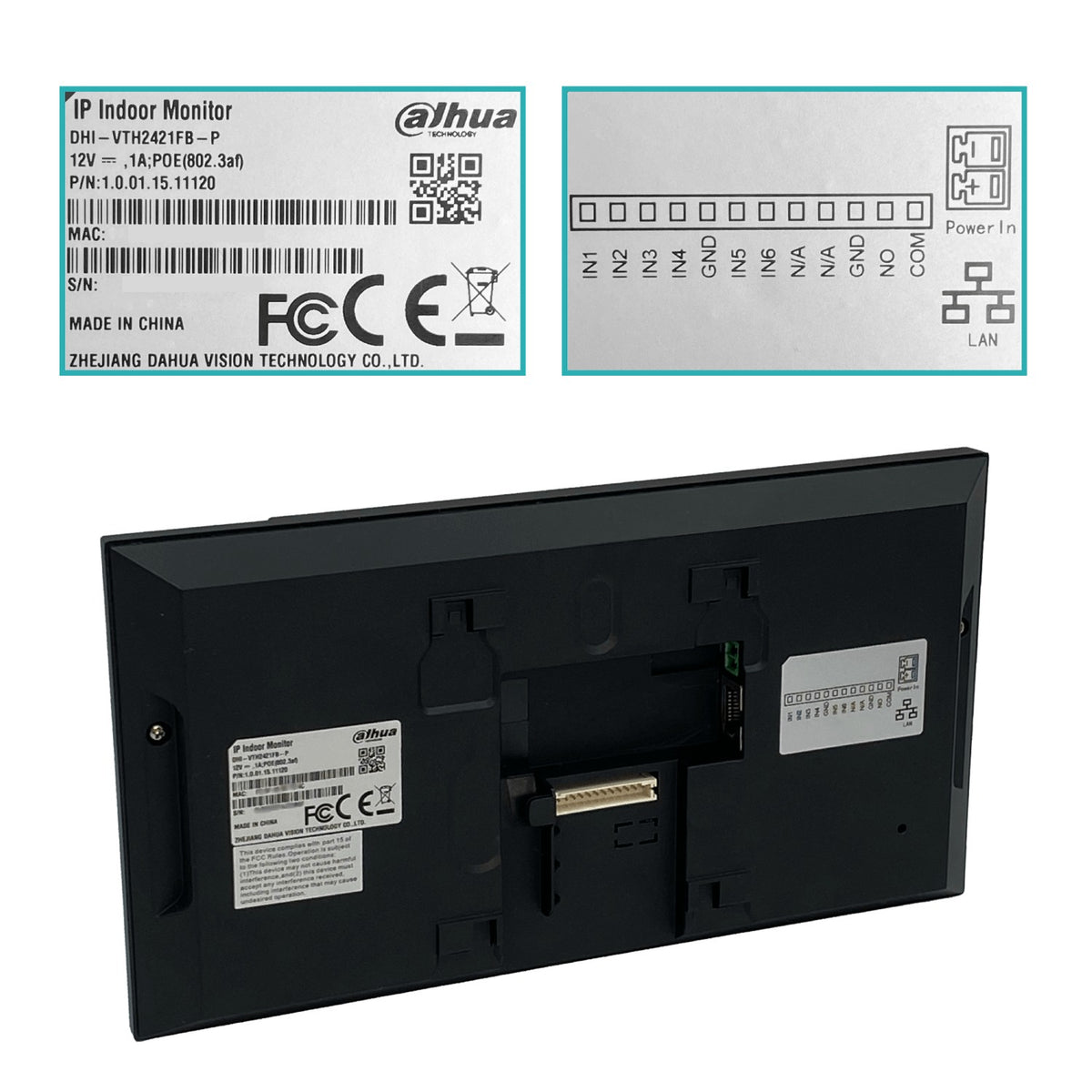 VTH2421 DAHUA Pantalla interior 7p Tactil IP 1-100-PoE/AF 8GB integr VTH2421FB