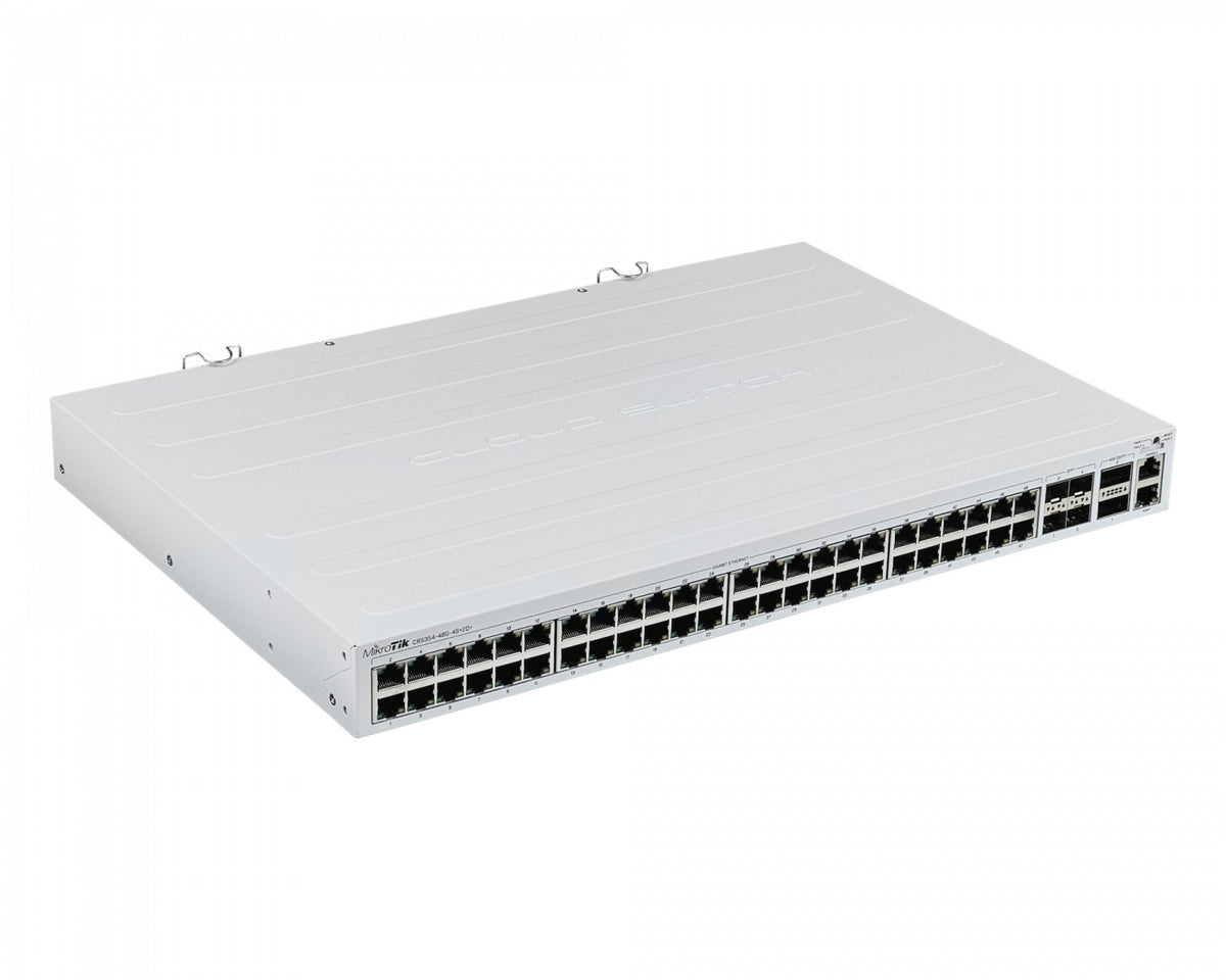 CRS354-48G-4S+2Q+RM MIKROTIK Conmutador 48 puertos Gigabit 4 ranuras SFP+ 10G 2 ranuras QSFP+ 40G Puerto consola Licencia Nivel 5 Doble fuente de alimentación