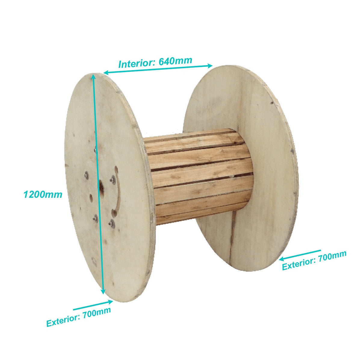 CARE-5 Diámetro-120cm Ancho-70cm Bobina Vacía Madera para Fibra Óptica