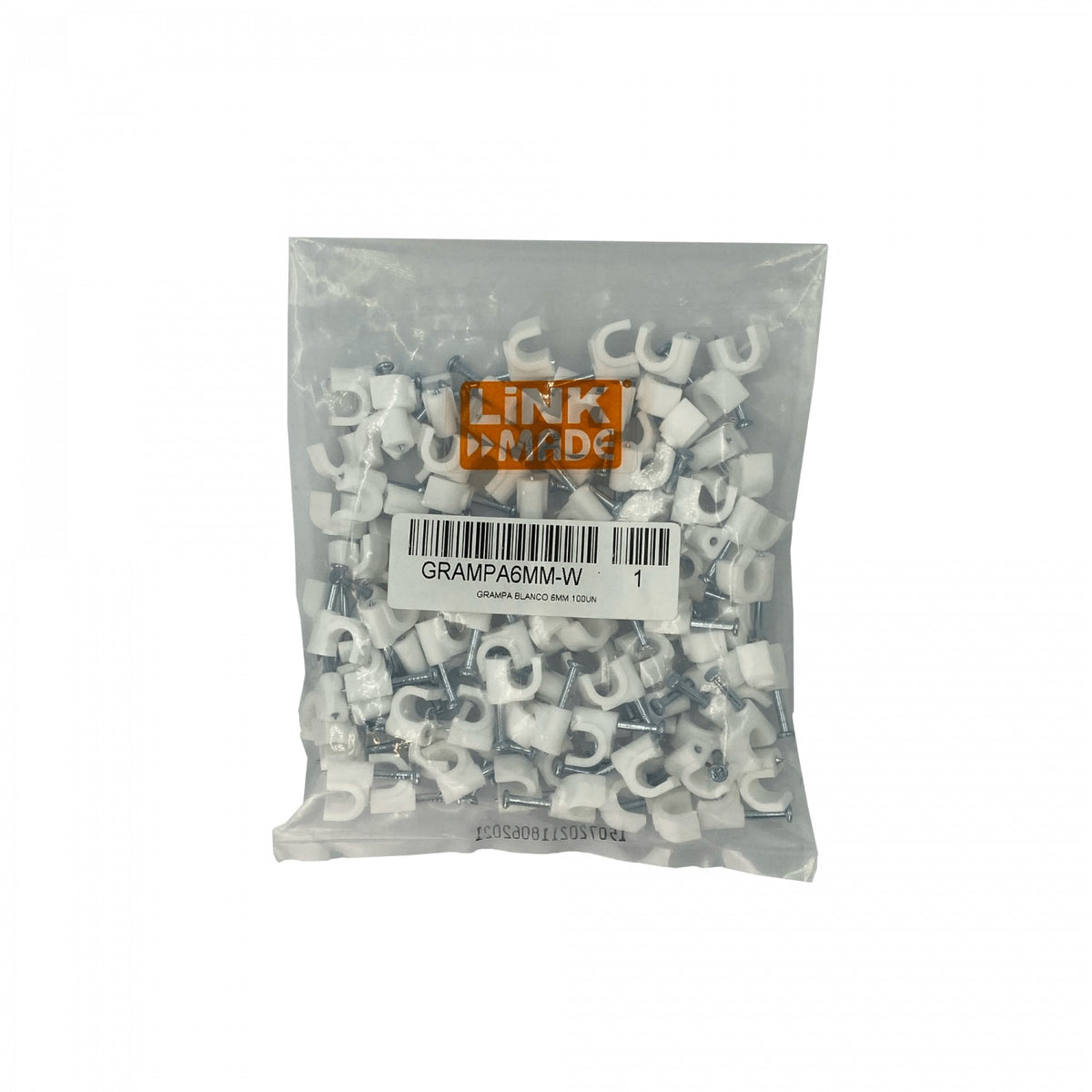GRAMPA6MM-W LINKMADE Sujetacable 6mm Blanca Circular Clavo para Hormigón 100-unidades