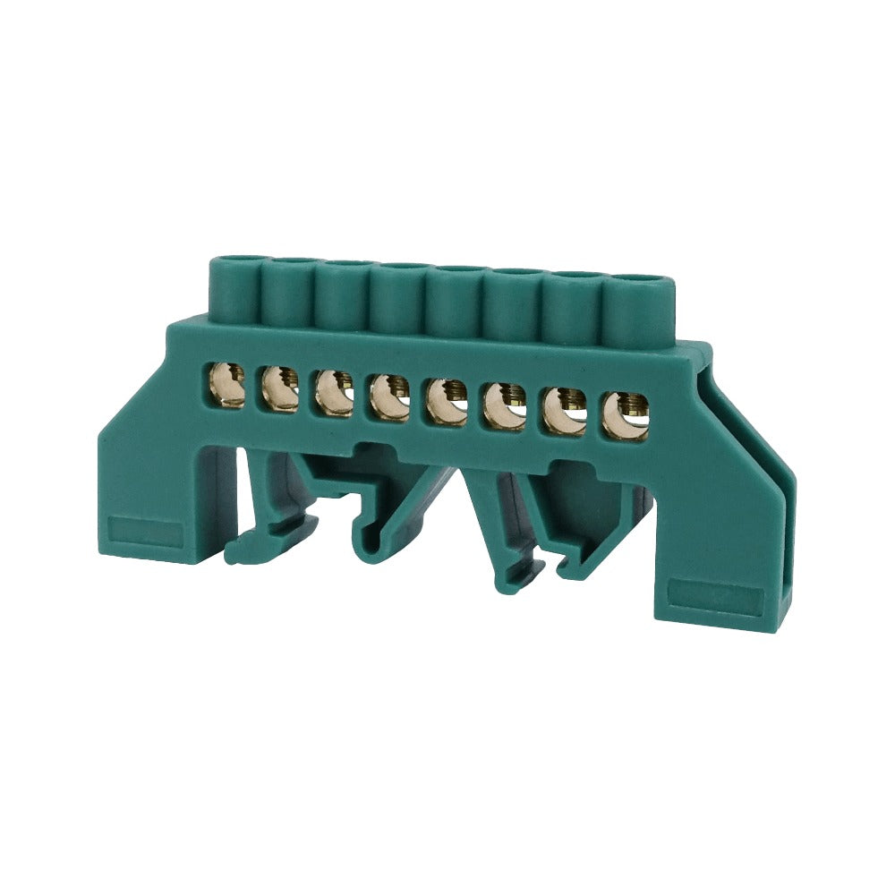 REGLETA-DV8 Bloque Distribución Verde 8 Terminales 4mm Carril DIN Reparto Eléctrico