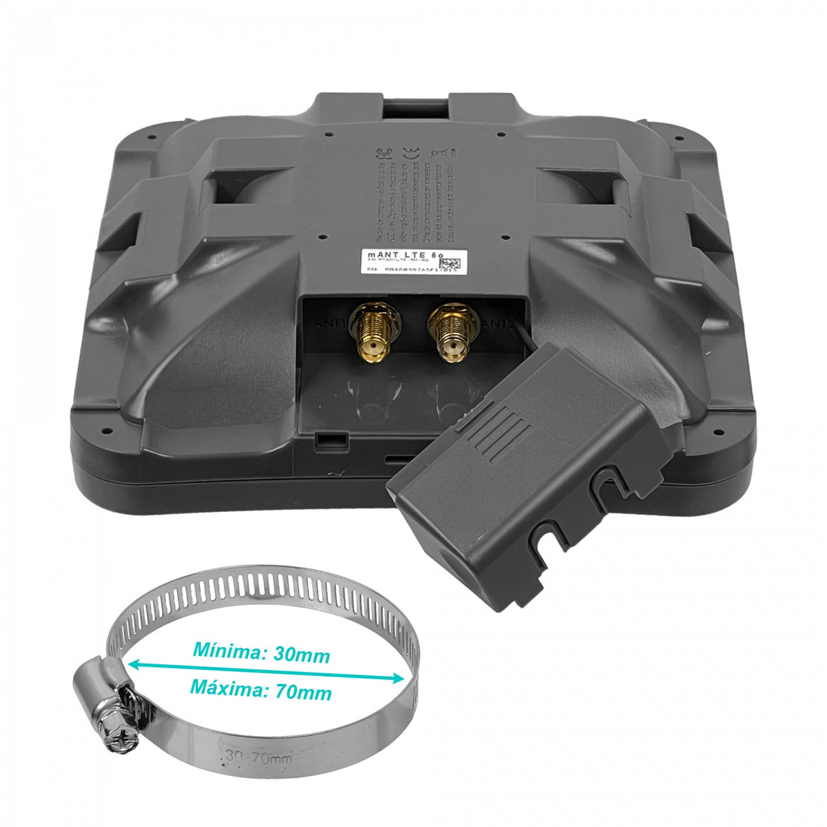 MANT-LTE-5O MIKROTIK Antena 2x2 de 5dBi, 699-2690MHz (0,7-2,7GHz), con 2 Conectores SMA-Hembra y Dimensiones 129x129x34mm