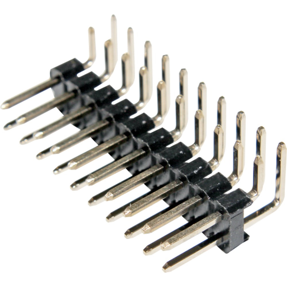 Barra de pines macho doble 90° paso 2.54mm 2 a 80 vías serie BPDN - 30 pines