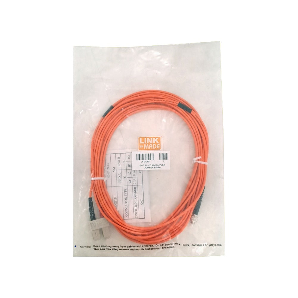 JFMCF5 Latiguillo de fibra óptica dúplex multimodo OM1 SC a FC de 5 metros 62.5/125µm con cubierta LSZH