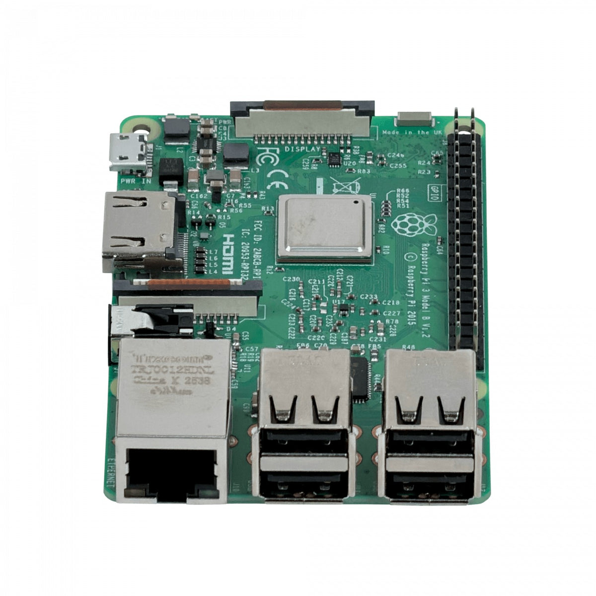 PI-3 RASPBERRY CPU Quad-Core 1.4GHz RAM 1GB Alimentación 5V-2A WiFi 2.4GHz Ethernet 10/100/1000 HDMI Salida Audio 3.5mm 4 Puertos USB