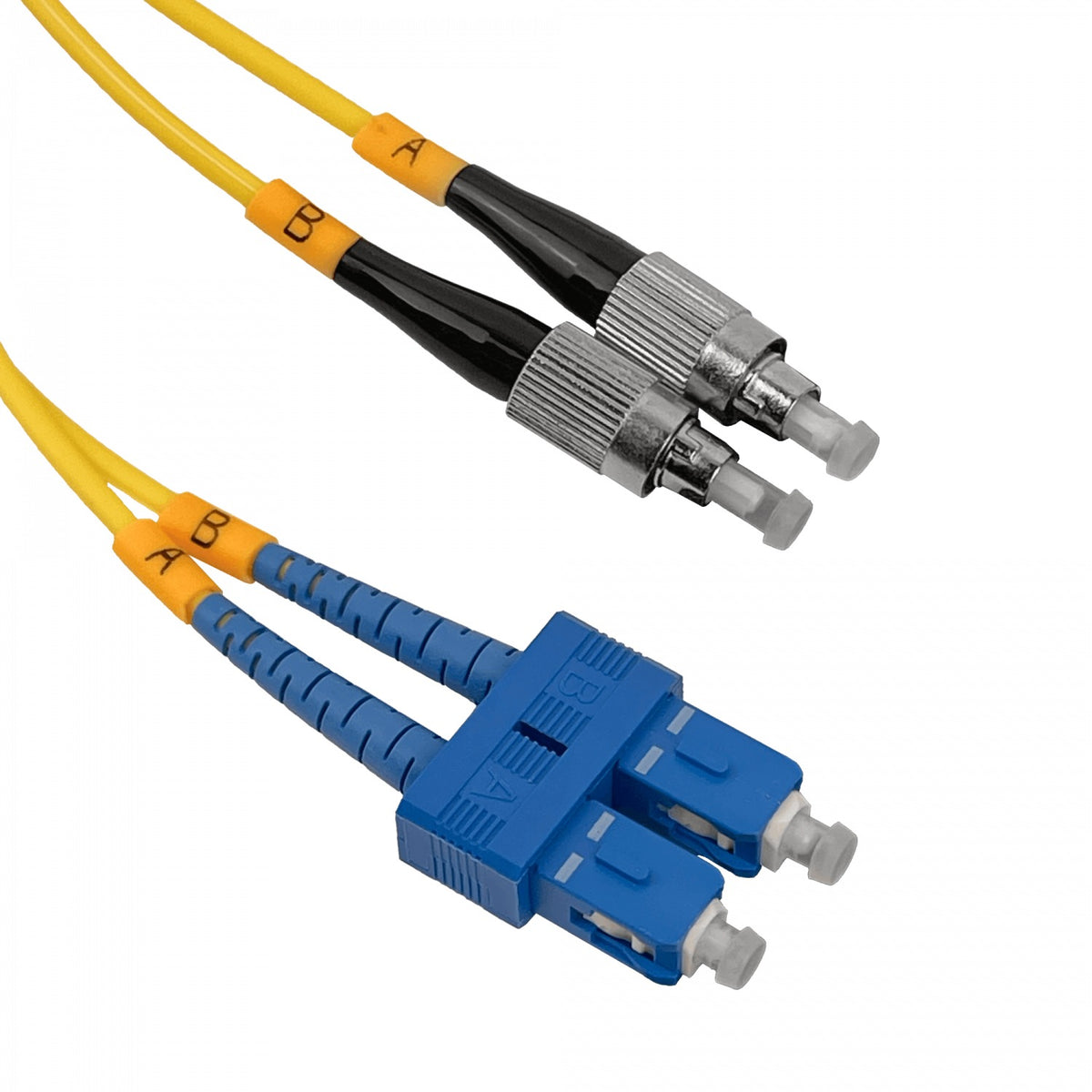 JFSCF1. Cable Conectorizado de Fibra Óptica Monomodo SM Dúplex SC a FC de 1 metro, 3.0 mm, 9/125 µm