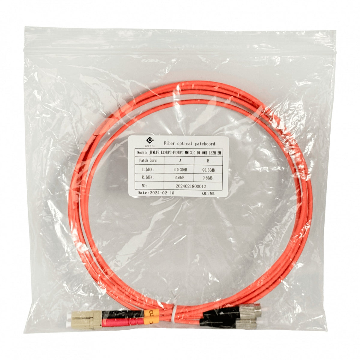 JFMLF2 Latiguillo de fibra óptica dúplex multimodo OM1 LC-FC 62.5/125µm LSZH 2 metros