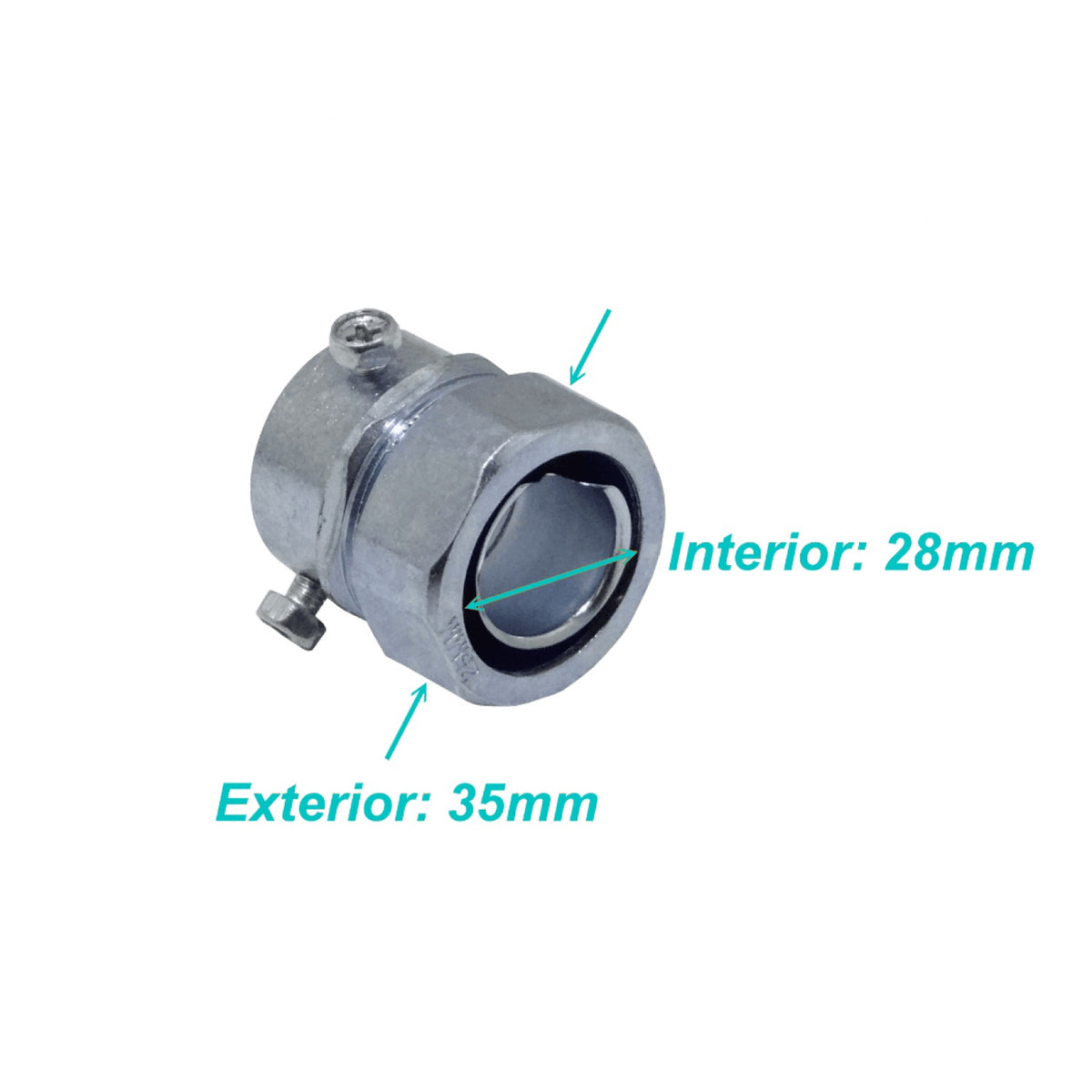 MEMT25 25mm Acople EMT a Tuberia Flexible Adaptador Metalico 15-27/19mm