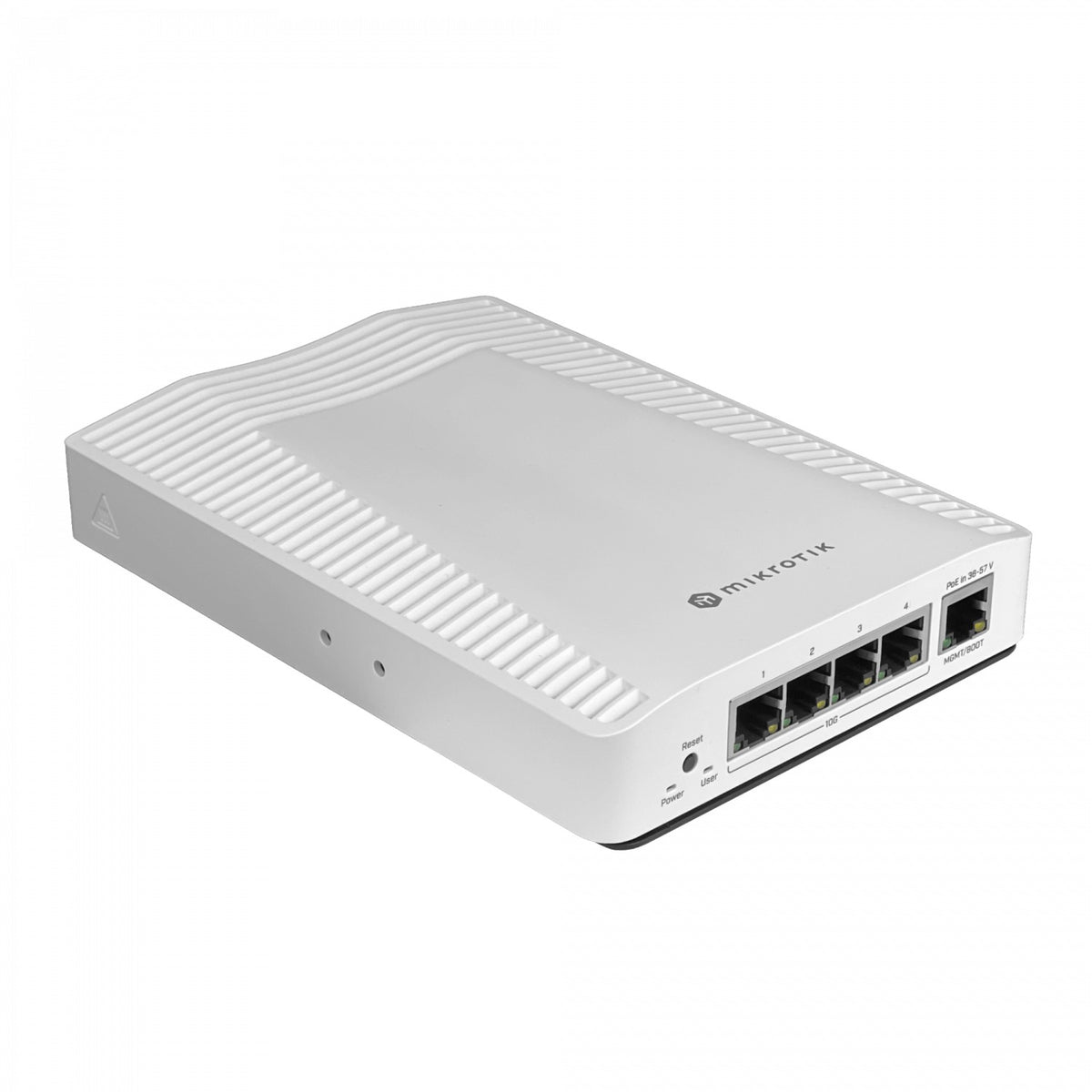 CRS304-4XG-IN MIKROTIK 4-10G 1-1000(PoE-entrada) CarrilDIN DC1 DC2 2-pin L5 incluye48v RouterOS