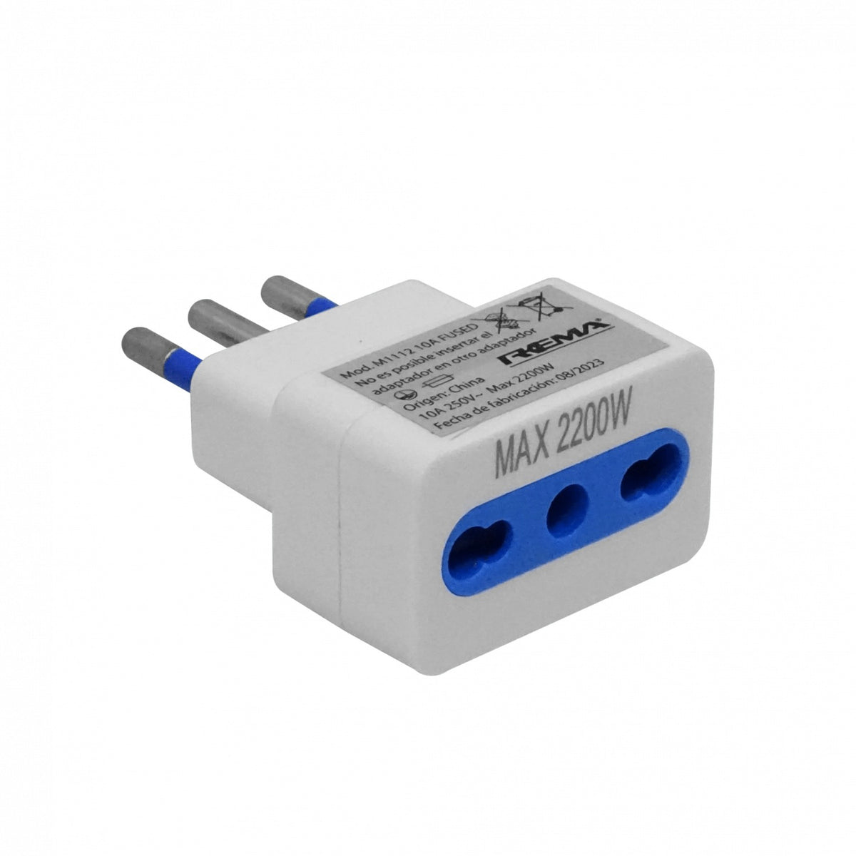IMJH-W REMA Adaptador de corriente nacional blanco, entrada hembra chilena 16A a salida macho chilena 10A