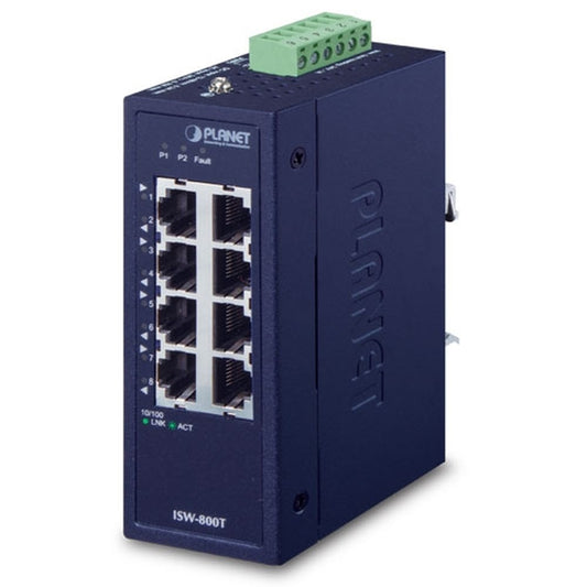 Switch Fast Ethernet Compacto Industrial de 8 Puertos 10/100TX (Temperatura de Funcionamiento de -40 a 75 Grados C)