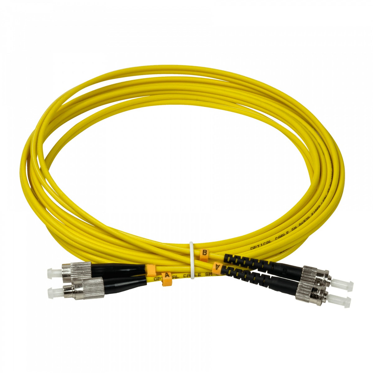 JFSTF3 Cable puente de fibra óptica monomodo dúplex ST a FC, 3 metros, diámetro 3.0mm, núcleo/revestimiento 9/125µm, cubierta LSZH