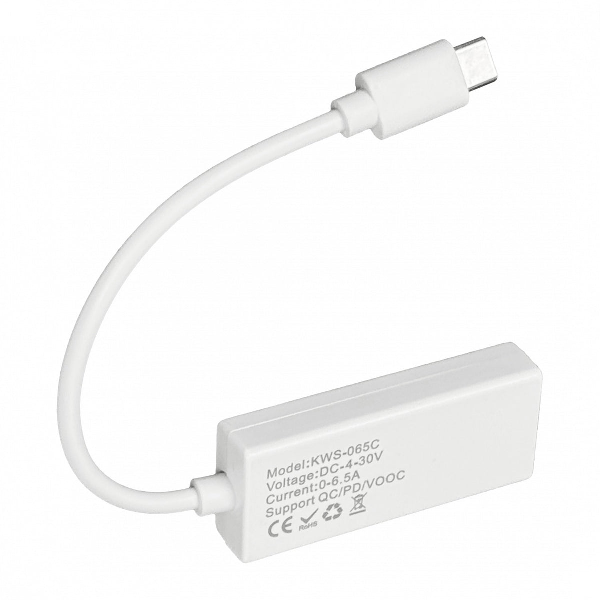 TESTER-065C Medidor Digital Puerto USB-C Rango 4-30VDC Intensidad 0-6,5Amperios Potencia 0-195Vatios