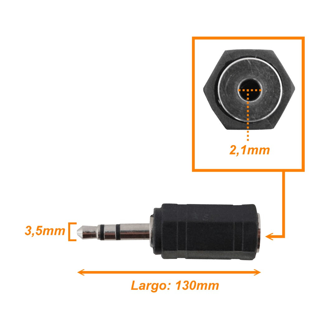 ASM23 Adaptador Convertidor de Audio Estéreo Hembra 2,5mm a Macho 3,5mm Phone 3/32-1/8