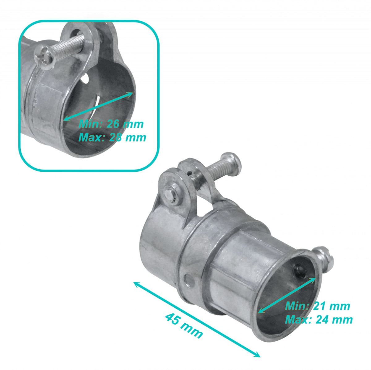 MEMT34P Adaptador metálico de unión para tubo EMT de 3/4 pulgada a conduit flexible 21-24/26-28mm