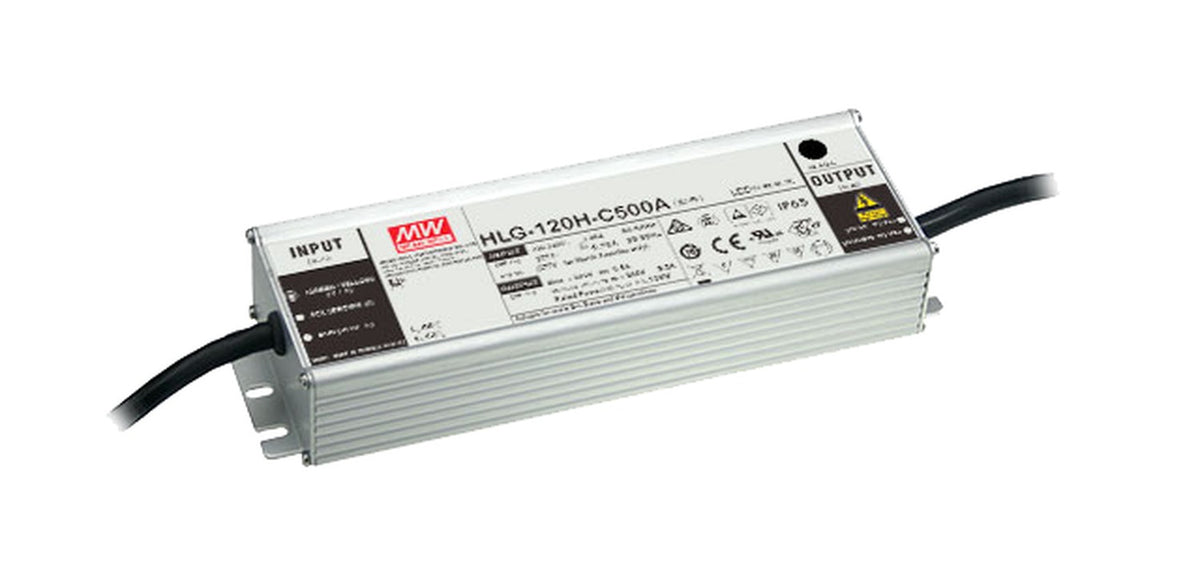 Driver LED carcasa metálica corriente 120W HLG-120H-C - 500mA (comúnmente usado) - A - Ajuste Potenciómetro (Io)