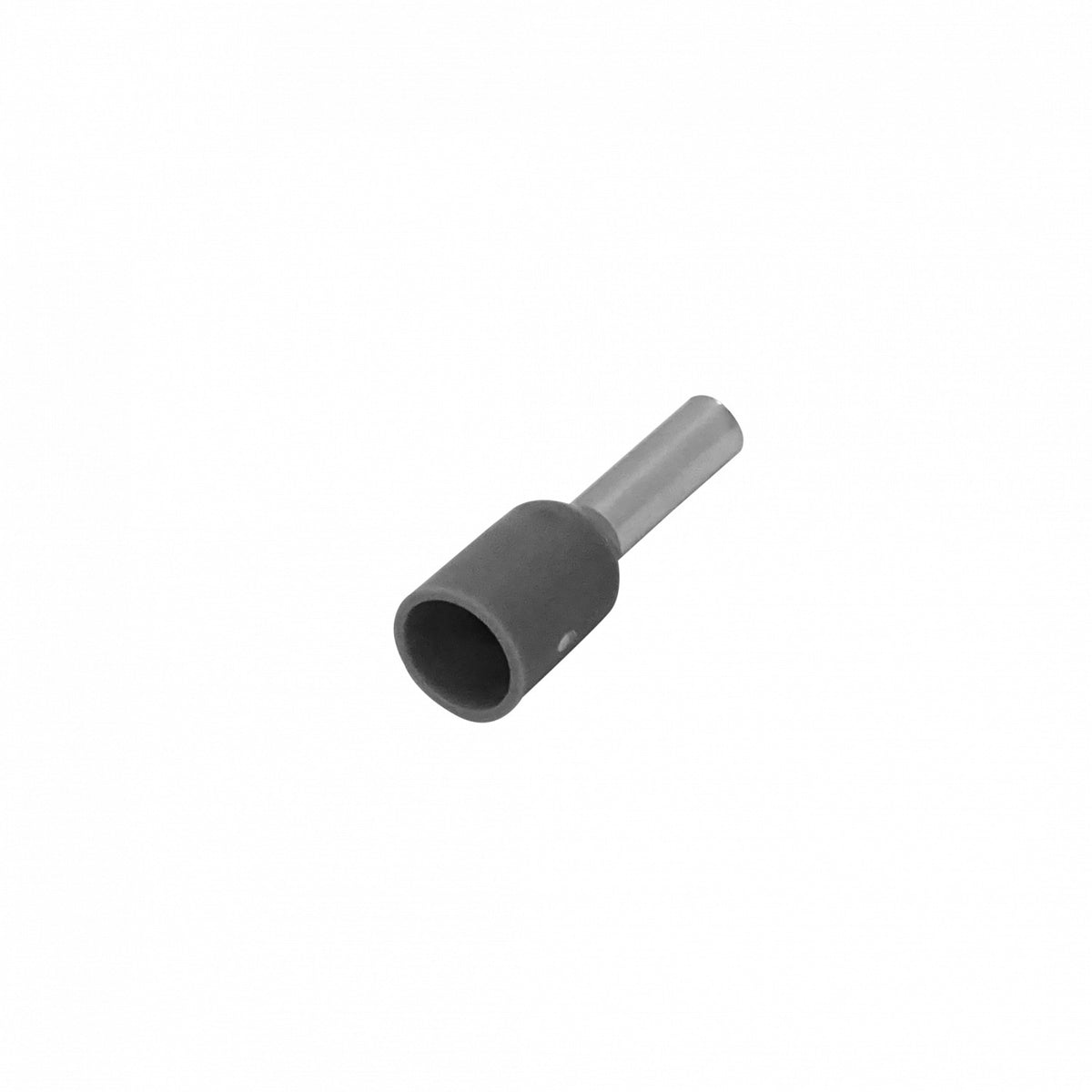 E2508-G. Color gris, sección 2,5 mm², longitud 8/15 mm, paquete de 100 unidades, calibre AWG14, punteras terminales aisladas para crimpado.