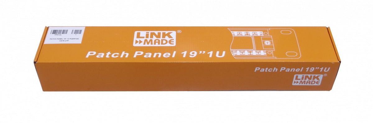 PP612L LINKMADE 12 Puertos RJ45 CAT6 UTP Panel de Parcheo 1U CERTIFICADO UL
