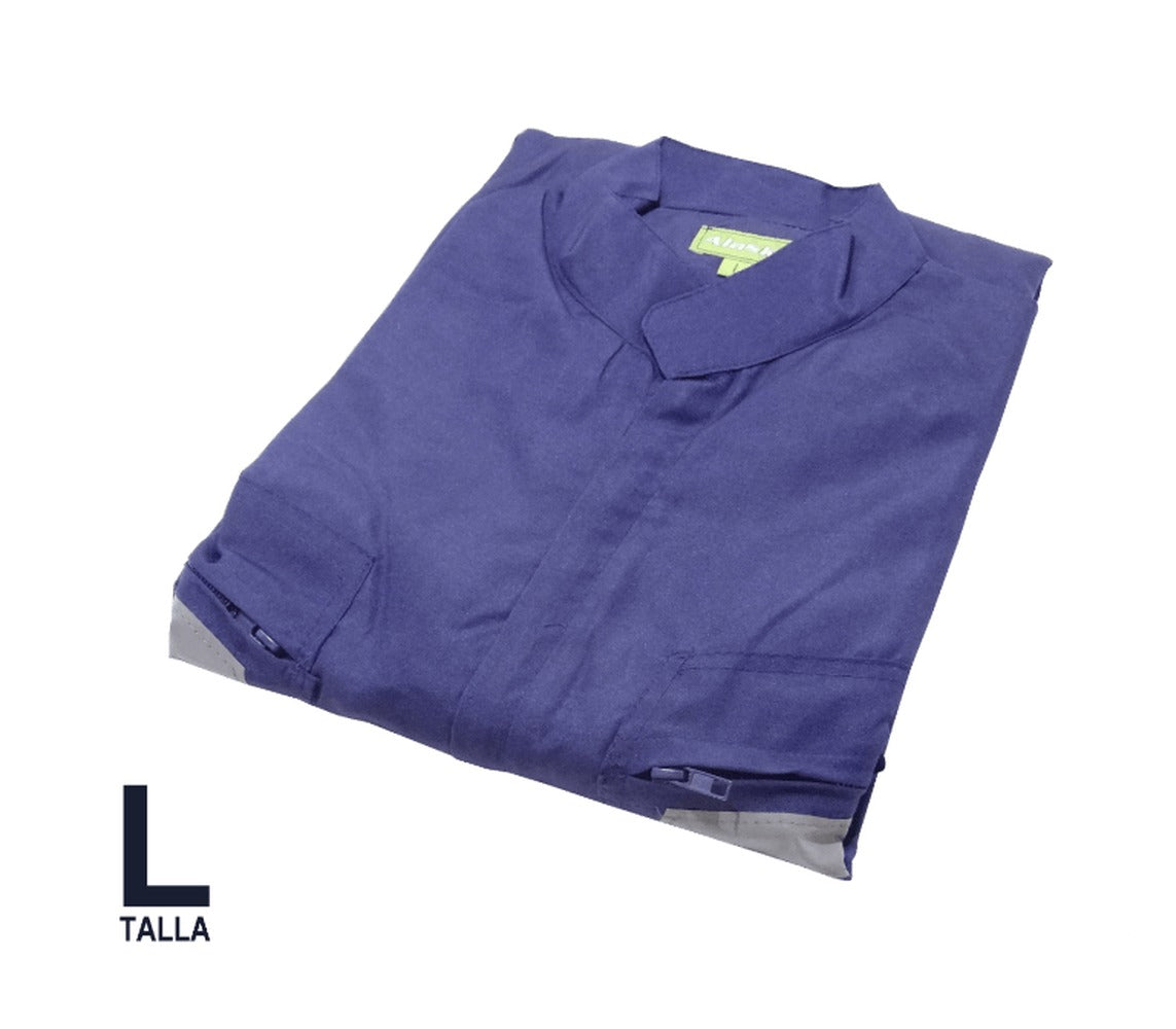 OVEROL-LA L Azul 46/48 Alt-176cm Mameluco Popelina Franjas-Reflectivas Poliéster