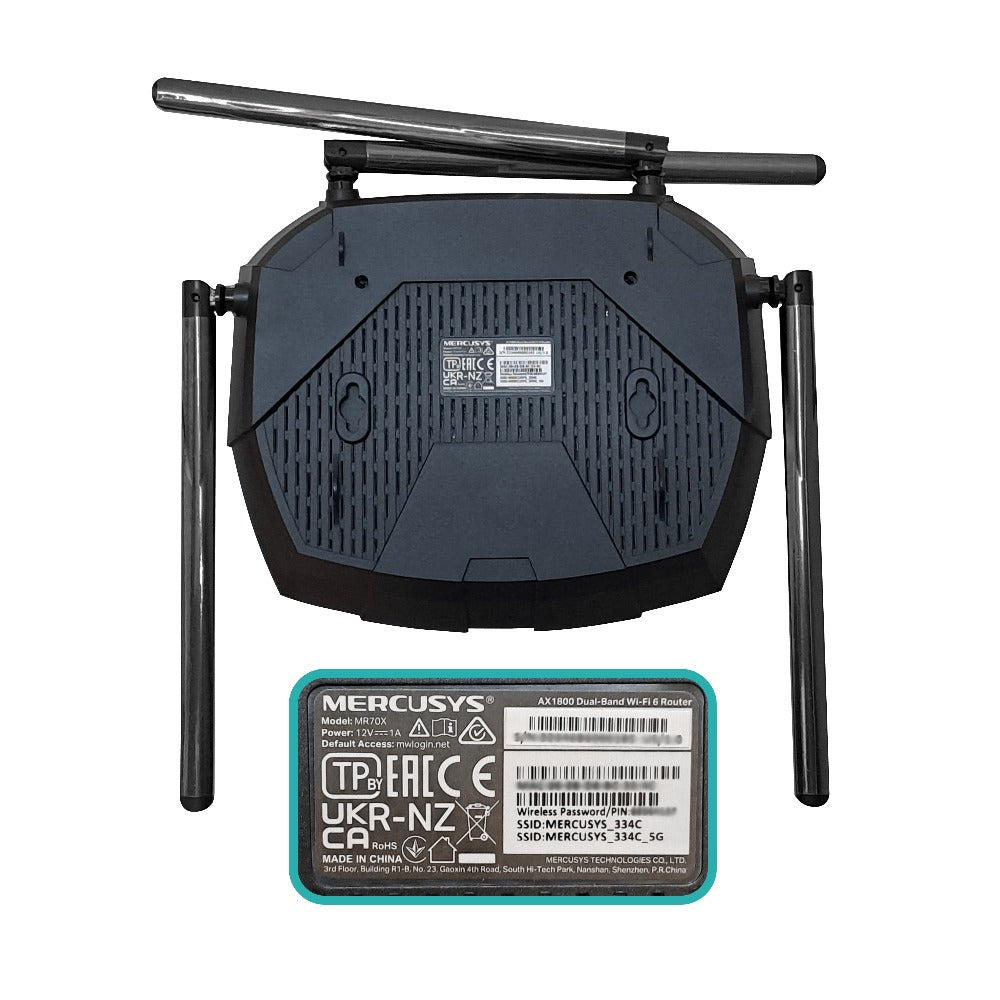 MR70X MERCUSYS WiFi6 AX1800 5GHz+2,4GHz 1201+574mbps 4-ant-fija 3-1000 1-WAN