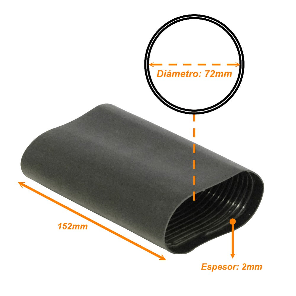 RTN72 Tubo Termocontraíble Rígido Negro de 72mm (16cm de largo, pared de 2mm) para Aislar Mufa