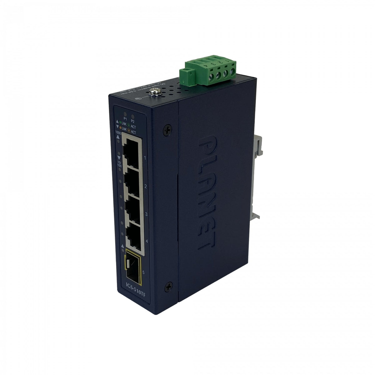 IGS-510TF PLANET 4-1000 1-SFP IP30 Switch Industrial Riel-DIN Gigabit req/12-48V