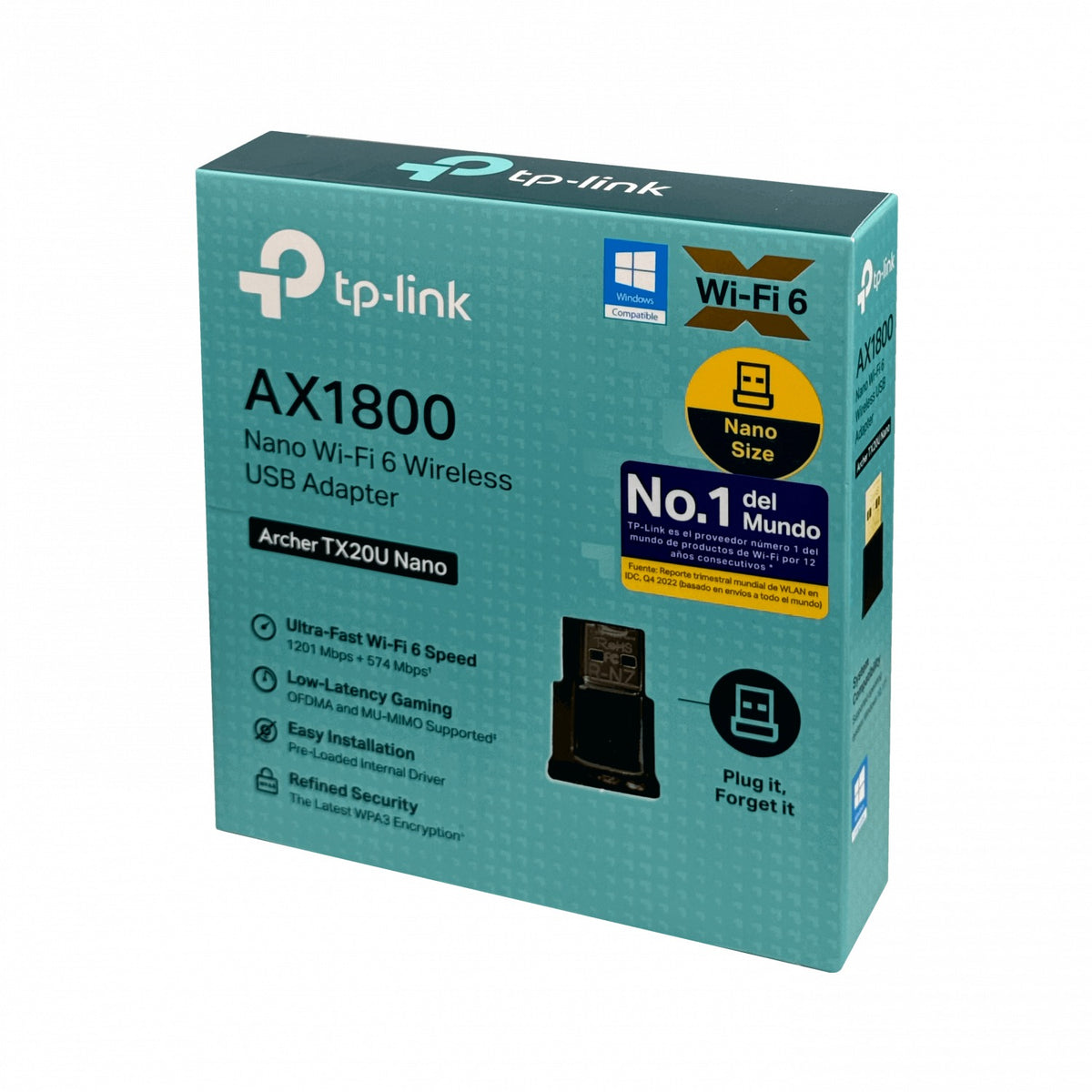 TX20U-NANO TP-LINK Adaptador Inalámbrico AX1800 1201Mbps-5GHz 574Mbps-2,4GHz 802.11ax USB2.0 WiFi6