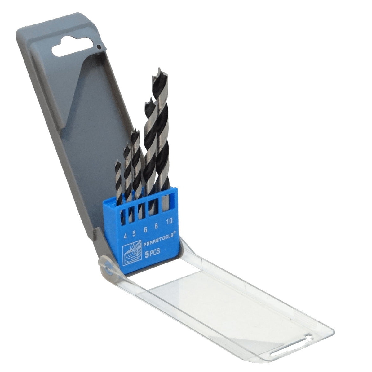 BROCAS-MADERA Juego de 5 Brocas para Madera 4x71mm 5x81mm 6x89mm 8x108mm 10x116mm
