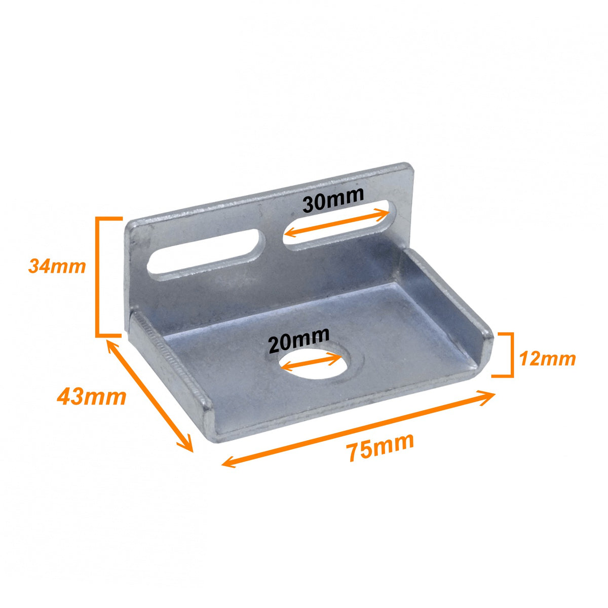 CCA-H Metálica 75 x 44 x 35 mm Componente para Colgante Rosca M16 Rosca M8 Grosor 3 mm