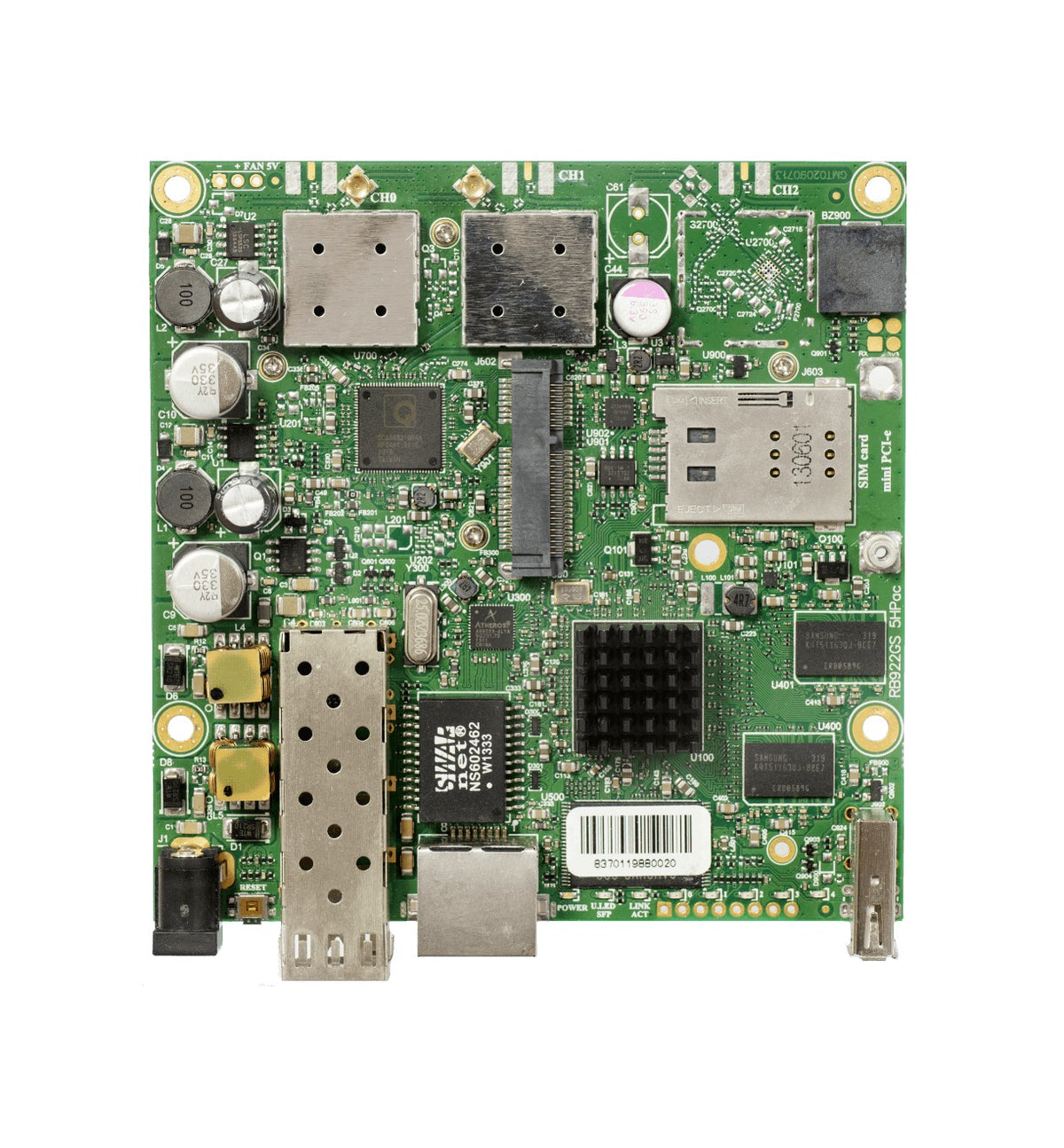 RB922UAGS-5HPACD MIKROTIK SIM SFP MINIPCIE AC866 2-MMCX 1300MW 1-1000 L4 8-30V USB