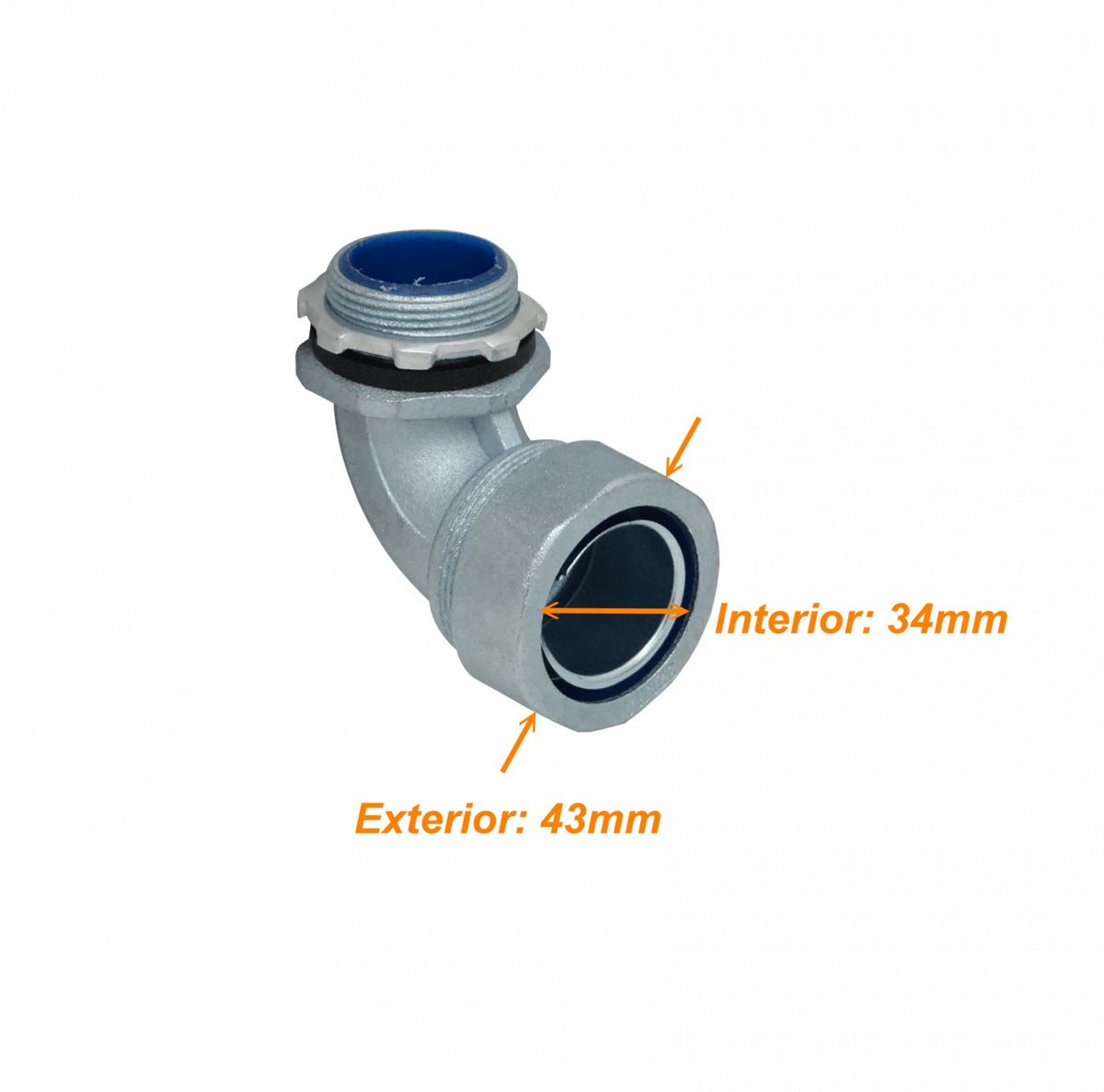 M32-SAC Conector Metálico 32mm Curvo Prensacables para Tubo Corrugado Aislante IP65