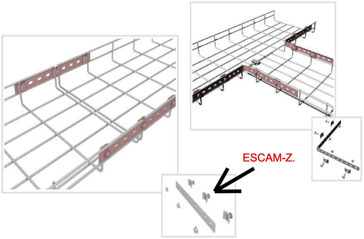 ESCAM-A LINKCHIP Barra de Unión Múltiple 550x18x4mm para Escalerilla Tipo Canasto de Malla de Alambre