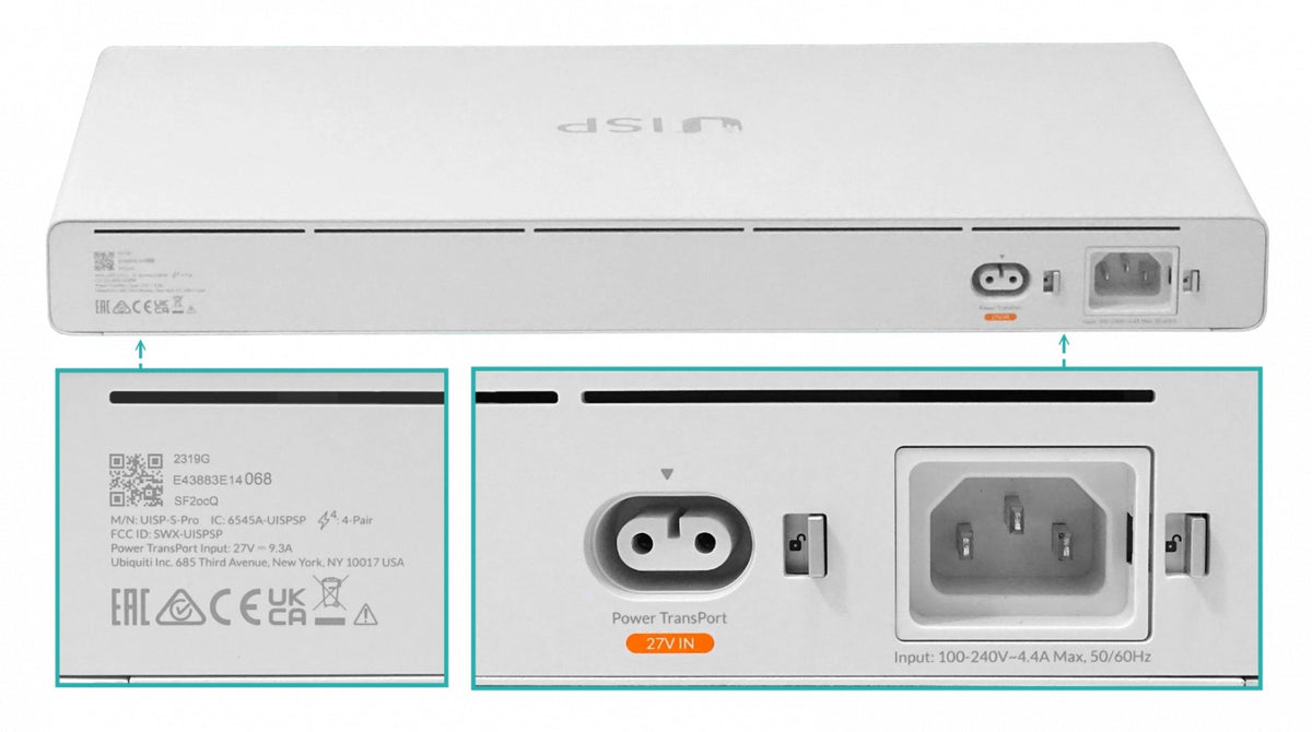 UISP-S-PRO. Conmutador UI 24-1000 (16 PoE pasivo, 4 SFP+ 10G, 27 V/220 W totales, 100-240 VCA, UISP-S-PRO-EU, UBIQUITI