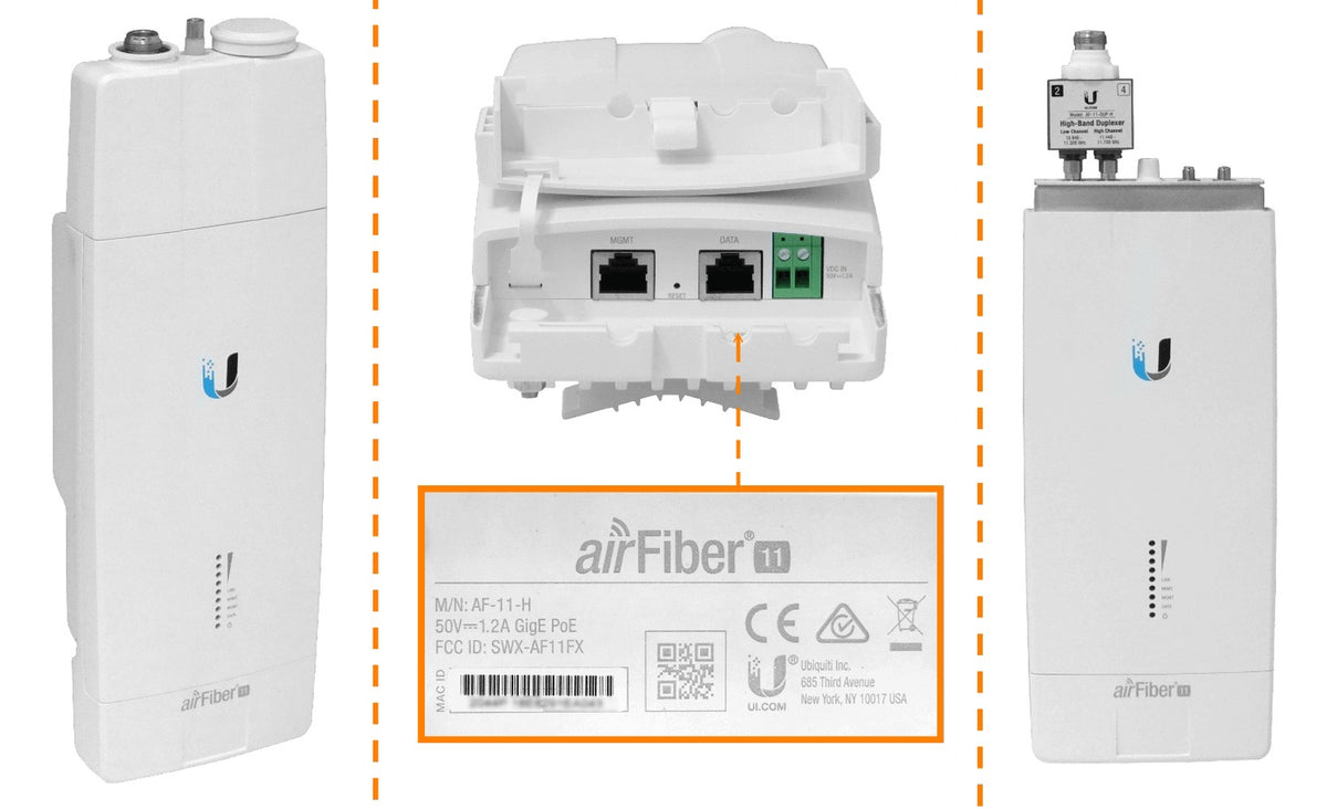 AF11-COMPLETE-HB. Interfaz de usuario incluida-DUP-H 11GHz con antena integrada de 35dBi 1-1000 1-MGMT 1,2Gbps incluye 50V AF11-COMPLETE-HB-EU UBIQUITI