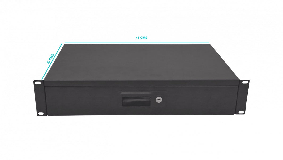 RAC-2U LINKMADE 2U Gaveta 2-Llave Negra para Bastidor Altura-2-RU Fondo-30cm