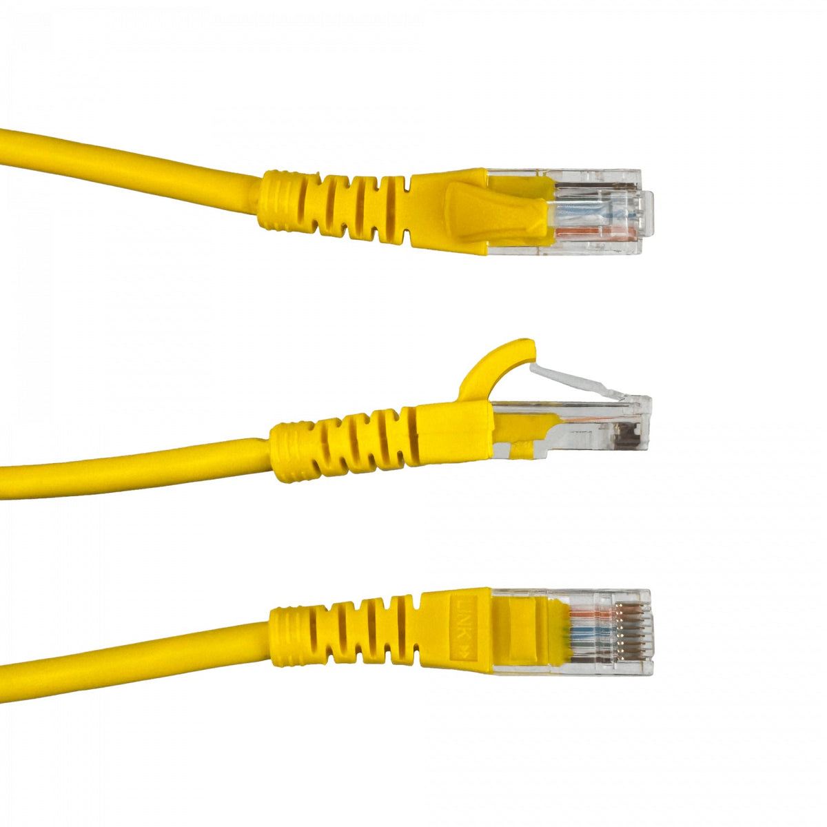 CPM-05-4. LINKMADE Pack de 4 cables patch de 50 cm, Cat5E, color amarillo, cubierta LSZH, multifilar con conectores inyectados.