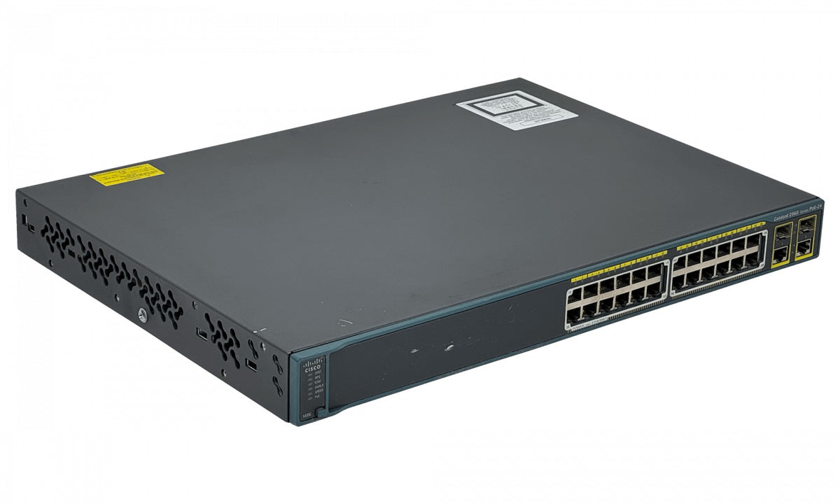 WS-C2960-24PC-L DE SEGUNDA MANO CISCO CONMUTADOR 24-PUERTOS-100Mbps-PoE 370W-TOTAL 2-PUERTOS-SFP-COMPARTIDOS TERMINAL ADMINISTRACION BASTIDOR